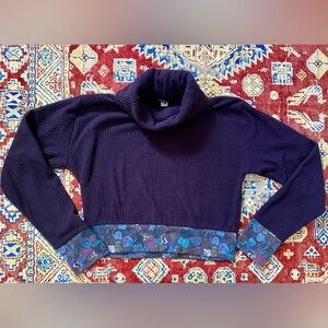 Youer Microgrid Fleece Chill Cropped Turtleneck Cowlneck Shadow Purple Small